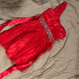 One Shoulder Red Homecoming Prom Dress Size 1